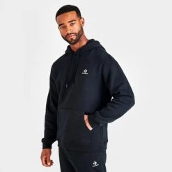 Converse Go-To Embroidered Star Chevron Fleece Hoodie Black - 10024509 001 -Deals Adidas Store 10024509 001 M3