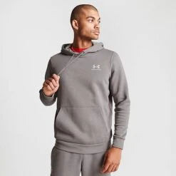 Men's Under Armour Essential Fleece Hoodie Pewter/White - 1373880 294 -Deals Adidas Store 1373880 294 M3