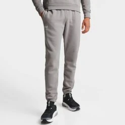 Men's Under Armour Essential Fleece Jogger Pants Pewter/White - 1373882 294