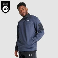 Deals Adidas Store 15 Men's Under Armour AF Grip Quarter-Zip Training Shirt Slate Blue - 1377963 044