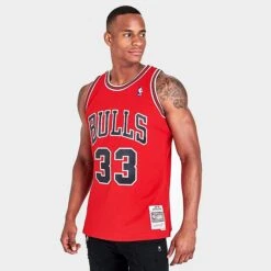 Men's Mitchell & Ness Chicago Bulls NBA Scottie Pippen Swingman Jersey Black/Red - 18153CBU CBU -Deals Adidas Store 18153CBU CBU M3
