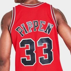 Men's Mitchell & Ness Chicago Bulls NBA Scottie Pippen Swingman Jersey Black/Red - 18153CBU CBU -Deals Adidas Store 18153CBU CBU M4