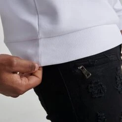 Men's Hugo Boss Salbo Crewneck Sweatshirt White/Black - 50482898 100 -Deals Adidas Store 50482898 100 M6