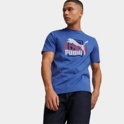 Men's Puma Classics Generation Puma 3D Graphic T-Shirt Royal Sapphire - 53818092 290