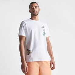 Men's Puma Classics Super Puma Graphic T-Shirt White - 53948102 100 -Deals Adidas Store 53948102 100 M4