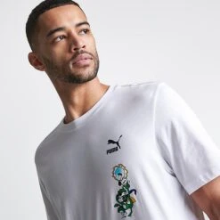 Men's Puma Classics Super Puma Graphic T-Shirt White - 53948102 100 -Deals Adidas Store 53948102 100 M5