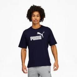 Men's Puma Essentials Logo T-Shirt Peacoat - 58644906 400