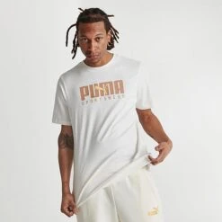 Men's Puma Sportswear Logo T-Shirt White/Beige - 67712465 100 -Deals Adidas Store 67712465 100 M3