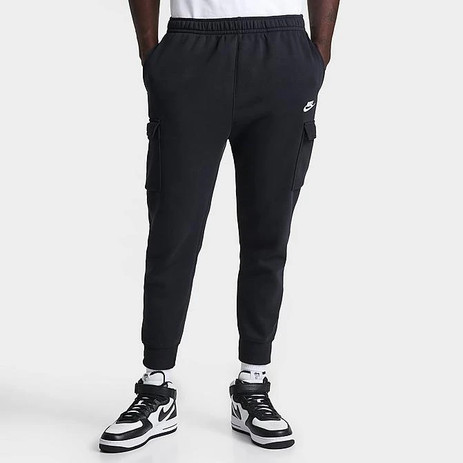 Men's Nike Sportswear Club Fleece Cargo Jogger Pants Black/Black/White - CD3129 010 3 Men's Nike Sportswear Club Fleece Cargo Jogger Pants Black/Black/White - CD3129 010
