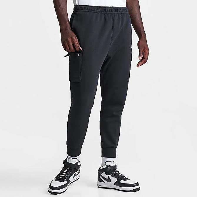 Men's Nike Sportswear Club Fleece Cargo Jogger Pants Black/Black/White - CD3129 010 5 Men's Nike Sportswear Club Fleece Cargo Jogger Pants Black/Black/White - CD3129 010 - Image 3