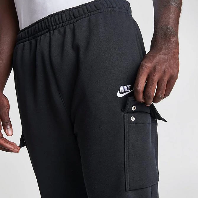 Men's Nike Sportswear Club Fleece Cargo Jogger Pants Black/Black/White - CD3129 010 7 Men's Nike Sportswear Club Fleece Cargo Jogger Pants Black/Black/White - CD3129 010 - Image 5