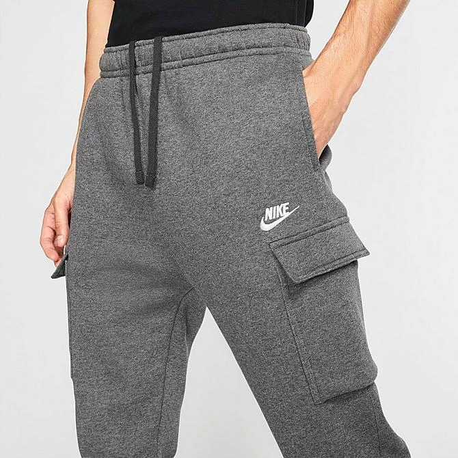 Men's Nike Sportswear Club Fleece Cargo Jogger Pants Charcoal Heather/Anthracite/White - CD3129 071 6 Men's Nike Sportswear Club Fleece Cargo Jogger Pants Charcoal Heather/Anthracite/White - CD3129 071 - Image 4