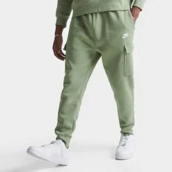 Men's Nike Sportswear Club Fleece Cargo Jogger Pants Oil Green/Oil Green/White - CD3129 386
