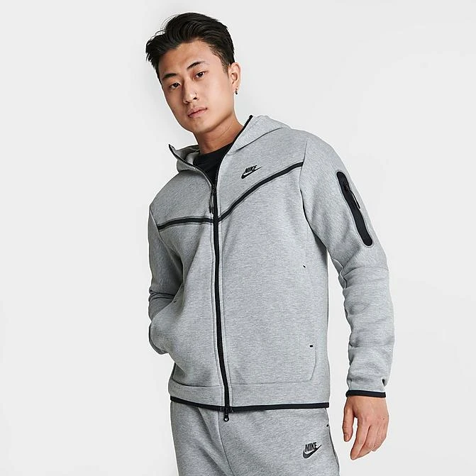 Men's Nike Sportswear Tech Fleece Taped Full-Zip Hoodie Dark Grey Heather/Black - CU4489 063 3 Men's Nike Sportswear Tech Fleece Taped Full-Zip Hoodie Dark Grey Heather/Black - CU4489 063