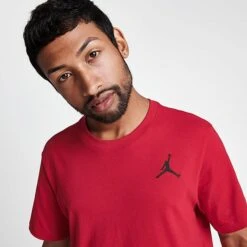 Nike Men's Jordan Jumpman Embroidered Logo T-Shirt Gym Red/Black - DC7485 687 -Deals Adidas Store DC7485 687 M5