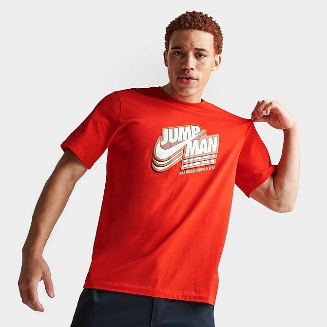 Nike Men's Jordan Jumpman World Champs Graphic T-Shirt Chile Red/Metallic Gold - DC9773 673 3 Nike Men's Jordan Jumpman World Champs Graphic T-Shirt Chile Red/Metallic Gold - DC9773 673