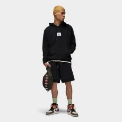 Nike Men's Jordan Flight Patch Fleece Pullover Hoodie Black/Sail - DQ7338 010 -Deals Adidas Store DQ7338 010 M3