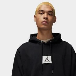 Nike Men's Jordan Flight Patch Fleece Pullover Hoodie Black/Sail - DQ7338 010 -Deals Adidas Store DQ7338 010 M4