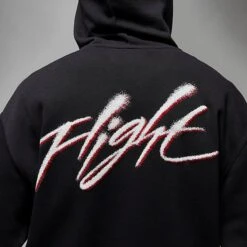 Nike Men's Jordan Essentials Flight Graphic Fleece Pullover Hoodie Black/Fire Red - DQ7505 011 -Deals Adidas Store DQ7505 011 M6