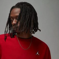 Nike Men's Jordan Essentials French Terry Fleece Crewneck Sweatshirt Gym Red/White - DQ7520 687 -Deals Adidas Store DQ7520 687 M4