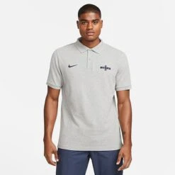 Men's Nike England Matchup Soccer Polo Shirt Matte Silver/Obsidian - DR9718 063