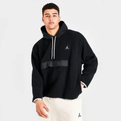Nike Men's Jordan Essential Winter Fleece Hoodie Black/Black/Sail/Sail - DV1582 010