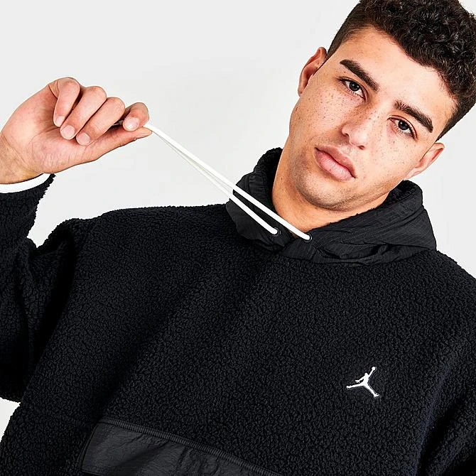 Nike Men's Jordan Essential Winter Fleece Hoodie Black/Black/Sail/Sail - DV1582 010 7 Nike Men's Jordan Essential Winter Fleece Hoodie Black/Black/Sail/Sail - DV1582 010 - Image 5