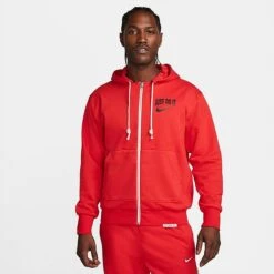 Men's Nike Dri-FIT Standard Issue Showtime Full-Zip Basketball Hoodie University Red/Black - DV9448 657