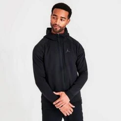 Nike Men's Jordan Dri-FIT Sport Performance Fleece Full-Zip Hoodie Black/Black - DV9783Â 010