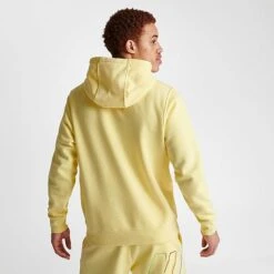Men's Nike Club Fleece+ Futura Fleece Pullover Hoodie Lemon Chiffon - DX0541 706 -Deals Adidas Store DX0541 706 M4