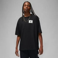 Nike Men's Jordan Flight Essentials Woven Patch Oversized T-Shirt Black - DZ7313 010