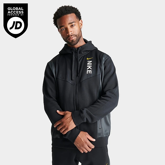 Men's Nike Sportswear Hybrid Fleece Full-Zip Hoodie Black/Dark Smoke Grey - FB1431 010 3 Men's Nike Sportswear Hybrid Fleece Full-Zip Hoodie Black/Dark Smoke Grey - FB1431 010