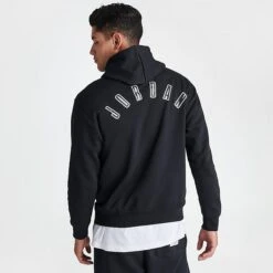 Nike Men's Jordan Flight MVP Fleece Pullover Hoodie Black/Sail - FB7021 010 -Deals Adidas Store FB7021 010 M4