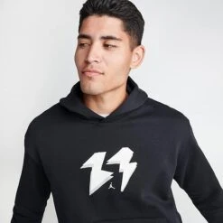 Nike Men's Jordan Flight MVP Fleece Pullover Hoodie Black/Sail - FB7021 010 -Deals Adidas Store FB7021 010 M5