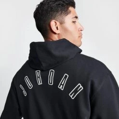 Nike Men's Jordan Flight MVP Fleece Pullover Hoodie Black/Sail - FB7021 010 -Deals Adidas Store FB7021 010 M6