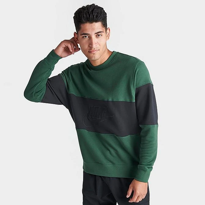 Men's Nike Club French Terry Colorblocked Crewneck Sweatshirt Fir/Black - FB7848 323 3 Men's Nike Club French Terry Colorblocked Crewneck Sweatshirt Fir/Black - FB7848 323