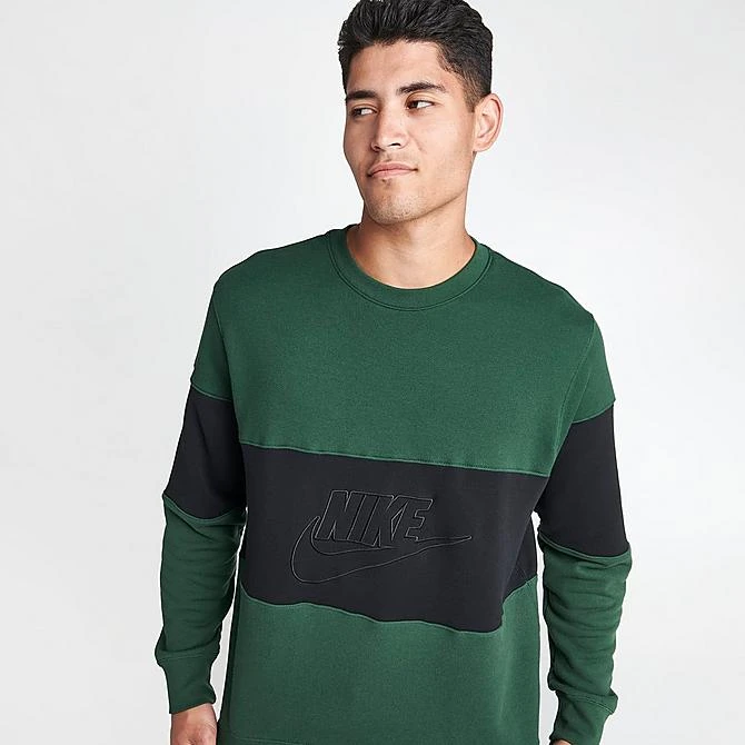 Men's Nike Club French Terry Colorblocked Crewneck Sweatshirt Fir/Black - FB7848 323 7 Men's Nike Club French Terry Colorblocked Crewneck Sweatshirt Fir/Black - FB7848 323 - Image 5