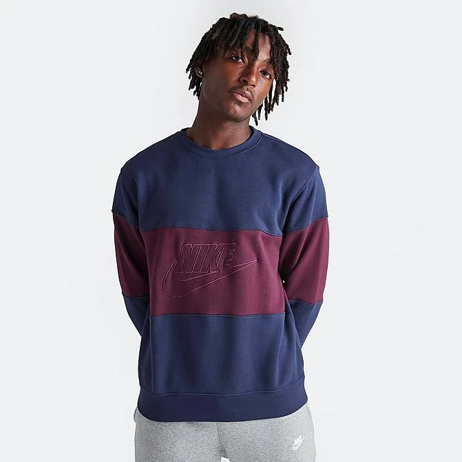 Men's Nike Club French Terry Colorblocked Crewneck Sweatshirt Midnight Navy/Night Maroon - FB7848 410 3 Men's Nike Club French Terry Colorblocked Crewneck Sweatshirt Midnight Navy/Night Maroon - FB7848 410