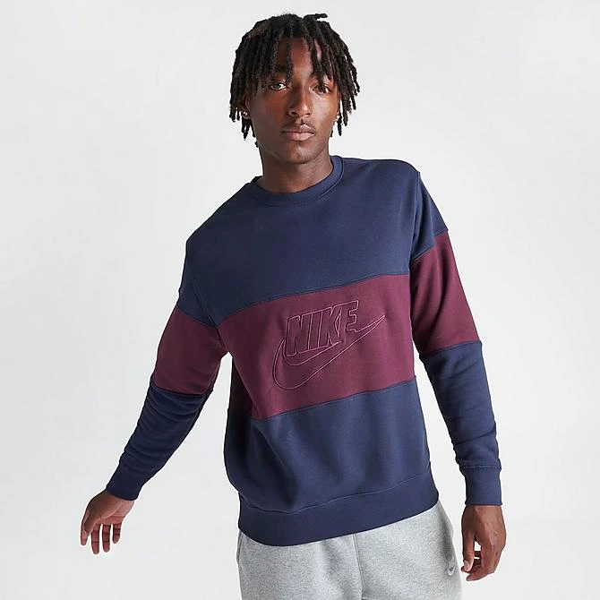 Men's Nike Club French Terry Colorblocked Crewneck Sweatshirt Midnight Navy/Night Maroon - FB7848 410 5 Men's Nike Club French Terry Colorblocked Crewneck Sweatshirt Midnight Navy/Night Maroon - FB7848 410 - Image 3