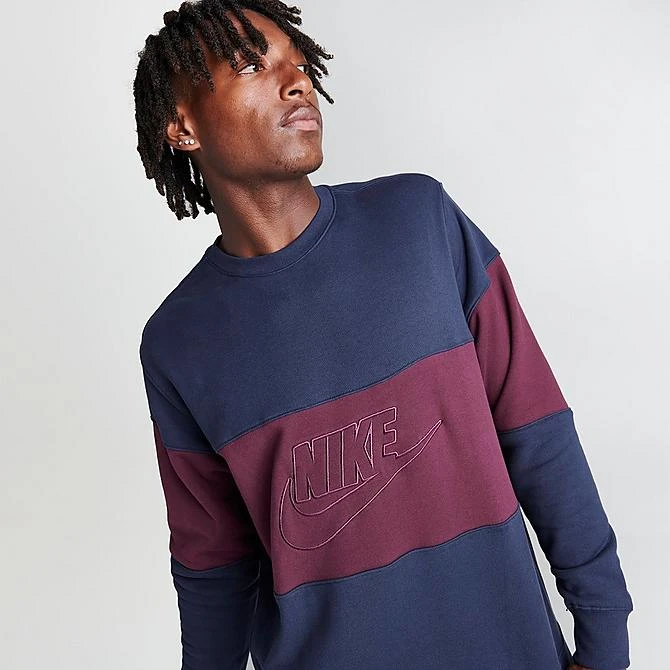 Men's Nike Club French Terry Colorblocked Crewneck Sweatshirt Midnight Navy/Night Maroon - FB7848 410 7 Men's Nike Club French Terry Colorblocked Crewneck Sweatshirt Midnight Navy/Night Maroon - FB7848 410 - Image 5