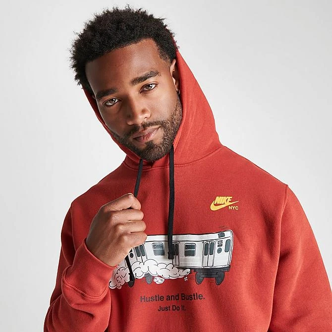 Men's Nike Sportswear Club Fleece NYC Hustle Graphic Hoodie Cinnabar/Black - FB9029 623 7 Men's Nike Sportswear Club Fleece NYC Hustle Graphic Hoodie Cinnabar/Black - FB9029 623 - Image 5
