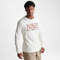 Men's Nike Sportswear Tuned Air Graphic Long-Sleeve T-Shirt Pale Ivory - FD1339 110 -Deals Adidas Store FD1339 110 M3