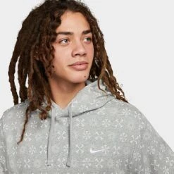 Men's Nike Sportswear Club Fleece Monogram Hoodie Dark Grey Heather/White - FJ1635 063 -Deals Adidas Store FJ1635 063 M4