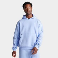 Nike Men's Jordan Essentials Jumpman Logo Fleece Pullover Hoodie Royal Tint/Royal Tint/Royal Tint/White - FJ7774 425