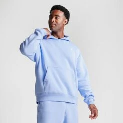 Nike Men's Jordan Essentials Jumpman Logo Fleece Pullover Hoodie Royal Tint/Royal Tint/Royal Tint/White - FJ7774 425 -Deals Adidas Store FJ7774 425 M3