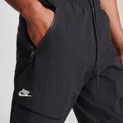 Men's Nike Sportswear Air Max Woven Cargo Pants Black/Black/White - FN0242 010 -Deals Adidas Store FN0242 010 M6