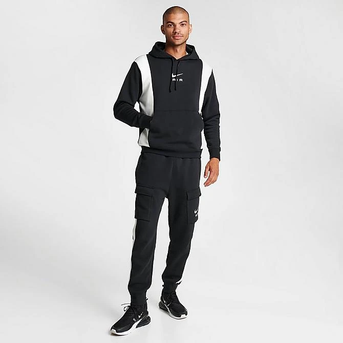 Men's Nike Air Retro Swoosh Fleece Pullover Hoodie Black/Black/Summit White - FN7691 010 4 Men's Nike Air Retro Swoosh Fleece Pullover Hoodie Black/Black/Summit White - FN7691 010 - Image 2