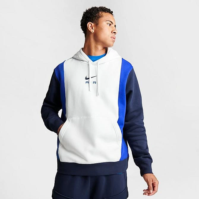Men's Nike Air Retro Swoosh Fleece Pullover Hoodie Summit White/Obsidian/Game Royal - FN7691 122 5 Men's Nike Air Retro Swoosh Fleece Pullover Hoodie Summit White/Obsidian/Game Royal - FN7691 122 - Image 3