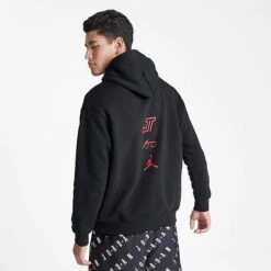 Nike Men's Jordan Jayson Tatum Logo Fleece Pullover Hoodie Black - FQ4140 010 -Deals Adidas Store FQ4140 010 M4