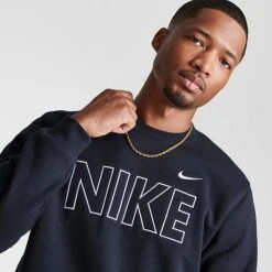 Men's Nike Sportswear Club Fleece Wordmark Crewneck Sweatshirt Black/Multi - FQ6151 010 -Deals Adidas Store FQ6151 010 M5